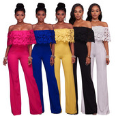 Salopeta de dama eleganta cu dantela si umerii goi in mai multe culori