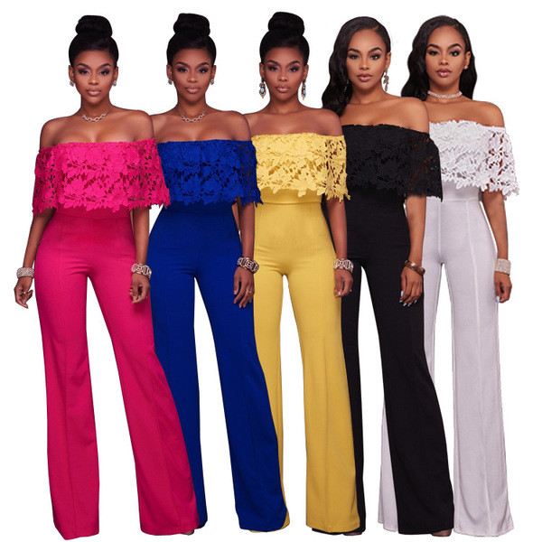 Salopeta de dama eleganta cu dantela si umerii goi in mai multe culori