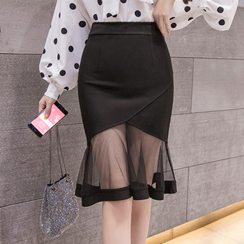 Fusta de dama eleganta - model croiat in negru