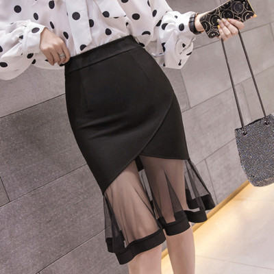 Fusta de dama eleganta - model croiat in negru