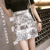 Fusta casual dama alb cu talie inalta