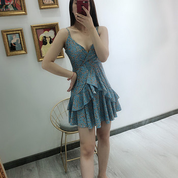 Rochie cu decolteu în V adânc, spate gol și bretele subțiri