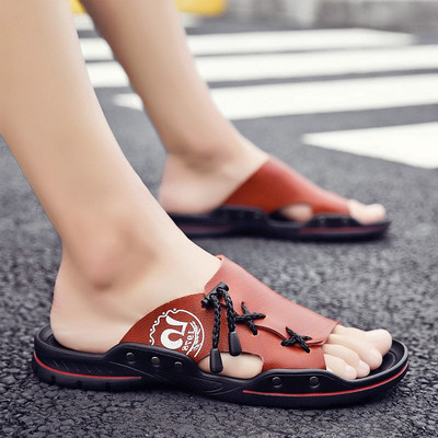 Модерни мъжки чехли от еко кожа-в три цвята