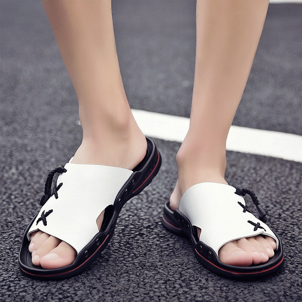 Модерни мъжки чехли от еко кожа-в три цвята