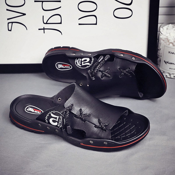 Модерни мъжки чехли от еко кожа-в три цвята