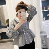 Cămașă modernă de damă cu dungi în două culori