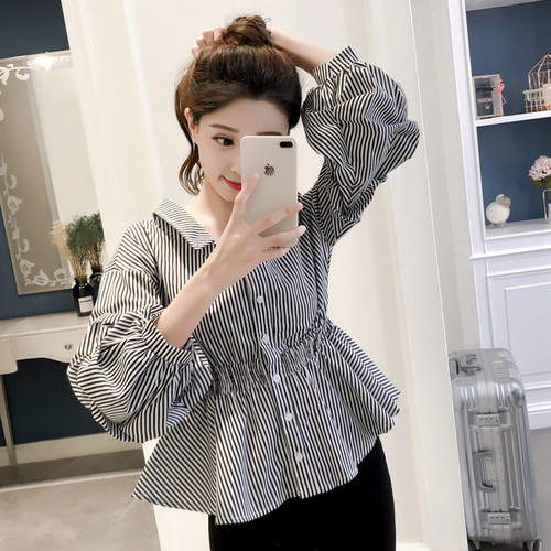 Cămașă modernă de damă cu dungi în două culori