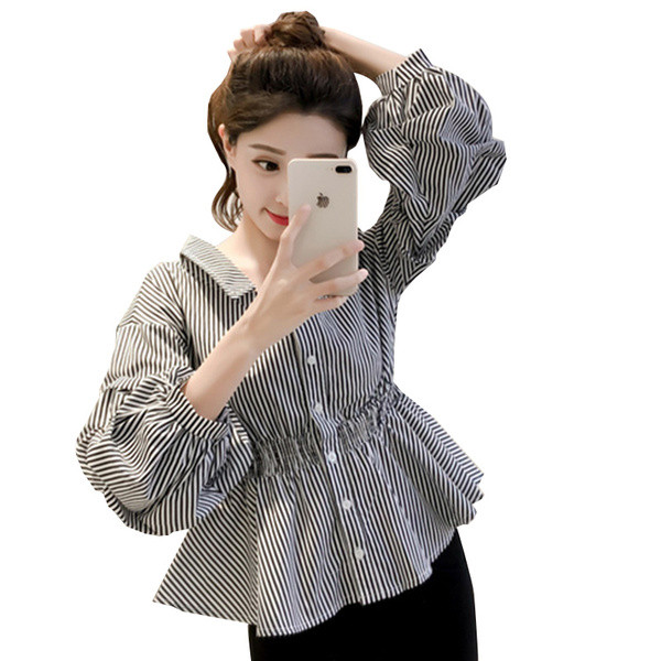 Cămașă modernă de damă cu dungi în două culori