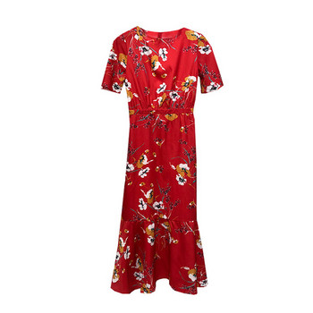 Rochie lunga cu decolteu oval si talie elastica