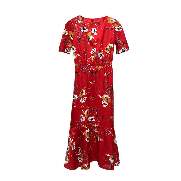 Rochie lunga cu decolteu oval si talie elastica