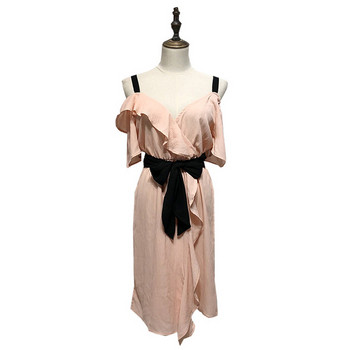 Rochie de dama din sifon cu bretele si maneci scurte