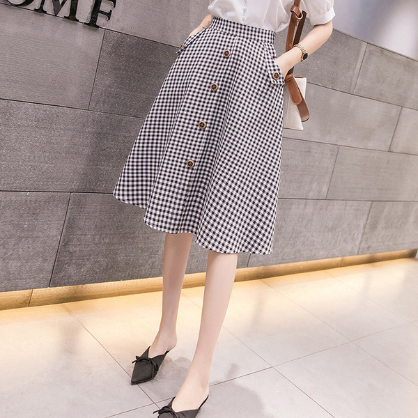 Fusta lunga dama in carouri casual in doua culori