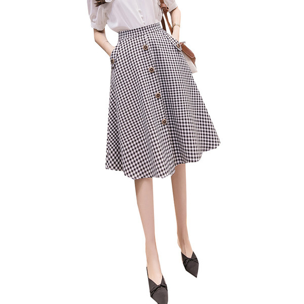 Fusta lunga dama in carouri casual in doua culori