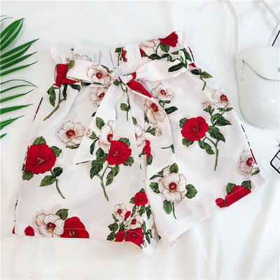 Pantaloni scurti de dama in doua culori cu motive florale