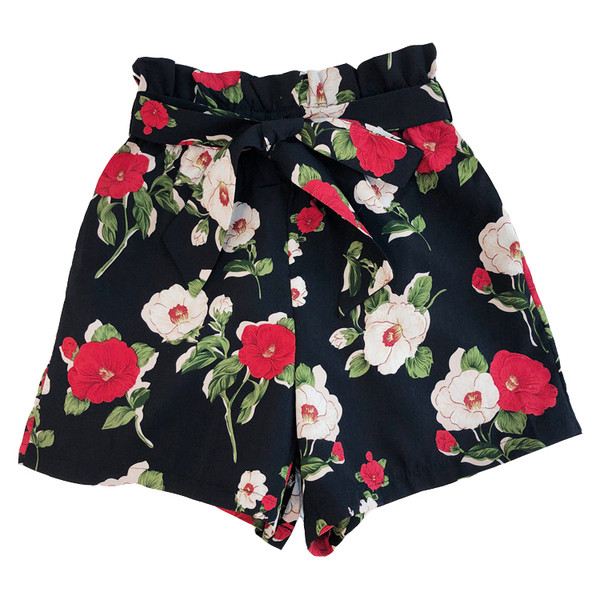 Pantaloni scurti de dama in doua culori cu motive florale