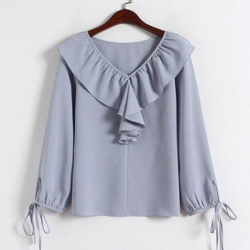 Camasa de dama actuala in mai multe culori cu decolteu in V