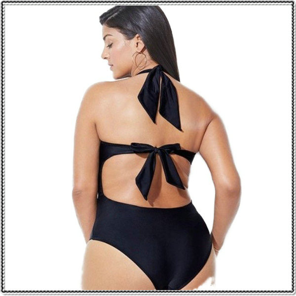 Costum de baie complet NOU pentru doamne în negru și roșu până la 4XL