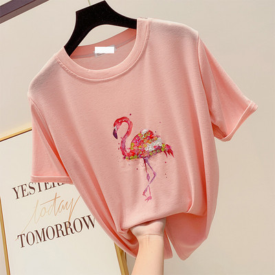 Tricou dama cu efect stralucitor si paiete in trei culori