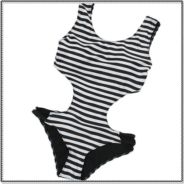 Costum de baie complet elegant cu dungi, cu decupaje până la 4XL