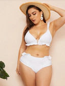 Costum de baie de damă mărime mare în două părți în alb