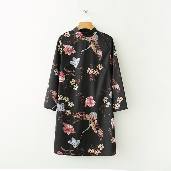 Rochie de dama cu maneca lunga de culoare neagra cu model