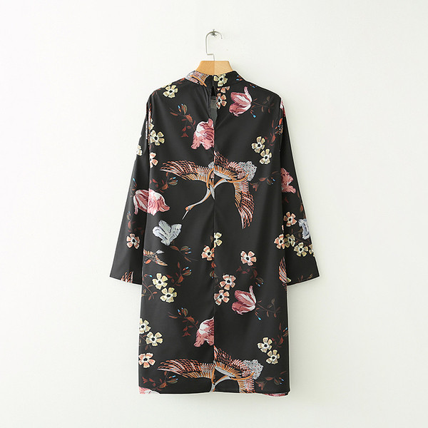 Rochie de dama cu maneca lunga de culoare neagra cu model