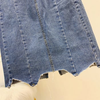 Fusta de dama lunga din denim in albastru