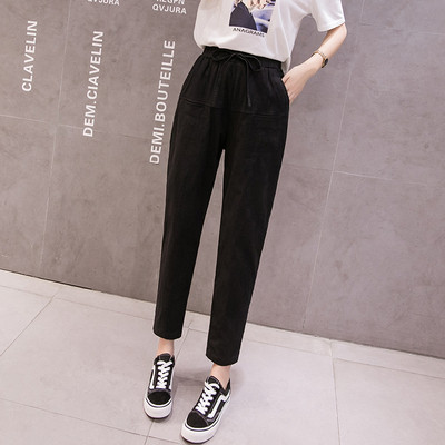 Pantaloni casual dama cu talie inalta in mai multe culori