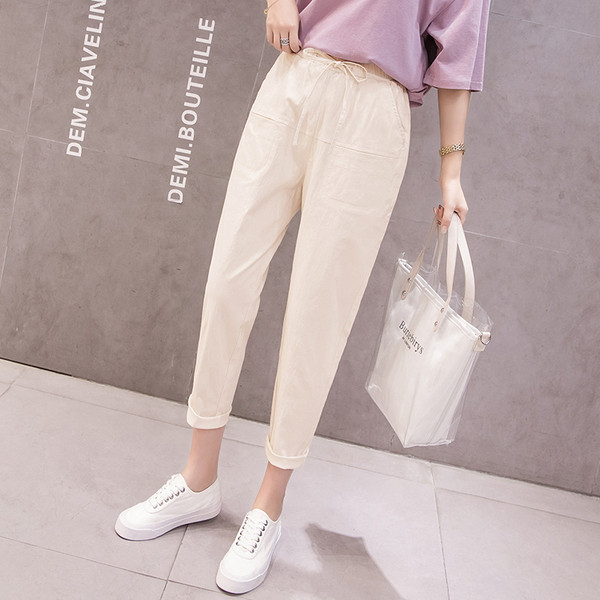 Pantaloni casual dama cu talie inalta in mai multe culori