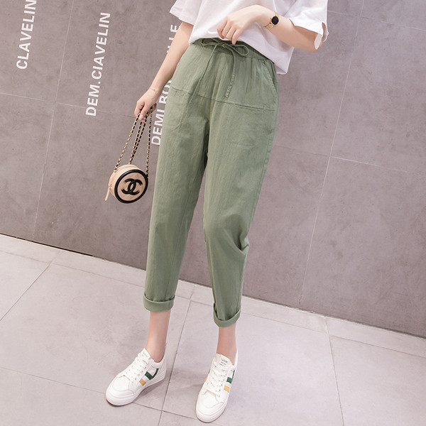 Pantaloni casual dama cu talie inalta in mai multe culori