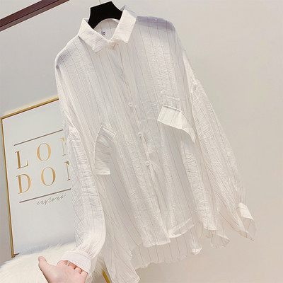 Cămașă de damă în dungi cu mâneci lungi