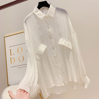 Cămașă de damă în dungi cu mâneci lungi