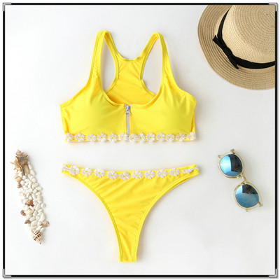 ΝΕΟ μοντέλο γυναικείο  μαγιό  με φερμουάρ σε ροζ και κίτρινο χρώμα