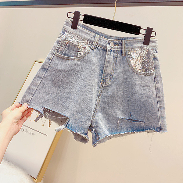 Blugi de dama cu paiete de culoare albastra