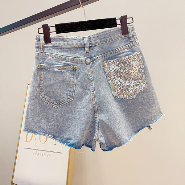 Blugi de dama cu paiete de culoare albastra