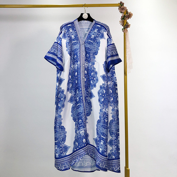 Rochie de dama larga si lunga cu model colorat