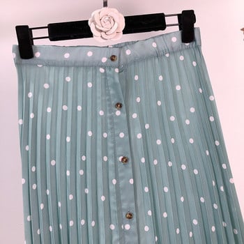 Fusta lunga plisata cu nasturi