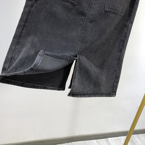 Fusta de dama din denim cu curea de culoare neagra