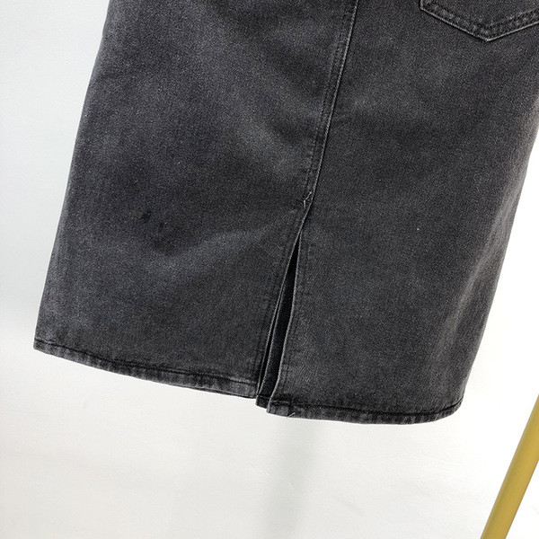 Fusta de dama din denim cu curea de culoare neagra