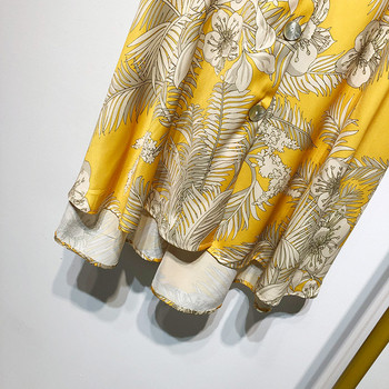 Fusta lunga cu nasturi in galben si dreapta