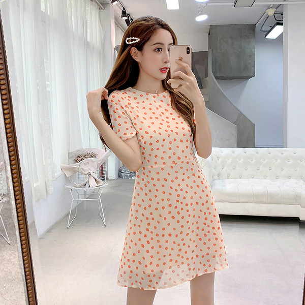 Rochie moderna de dama cu model floral in doua culori