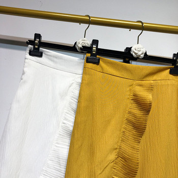 Fusta lunga de dama in alb si galben