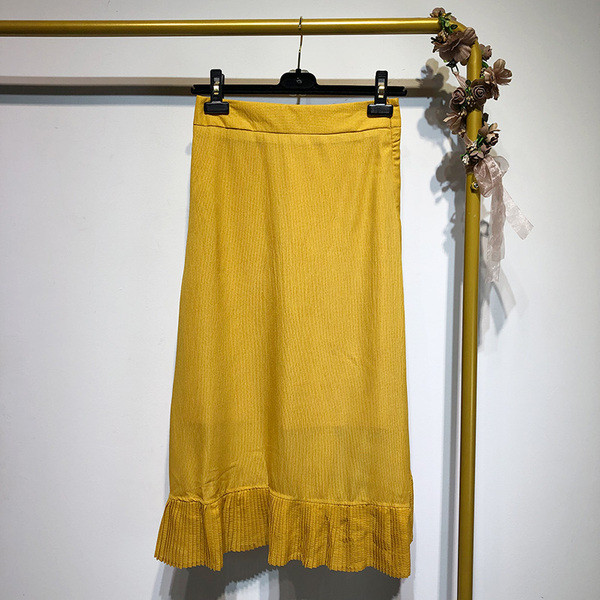 Fusta lunga de dama in alb si galben