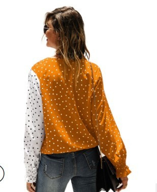 Bluza de dama model nou cu decolteu in V si maneca lunga cu buline in trei culori