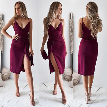 Rochie de dama cu fanta si bretele subtiri