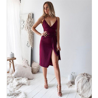 Rochie de dama cu fanta si bretele subtiri