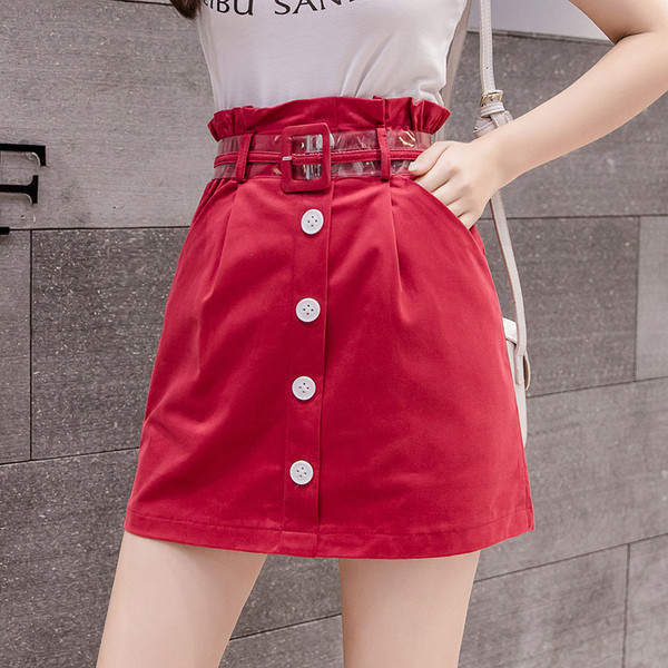 Fusta de dama eleganta in mai multe culori cu talie inalta si nasturi