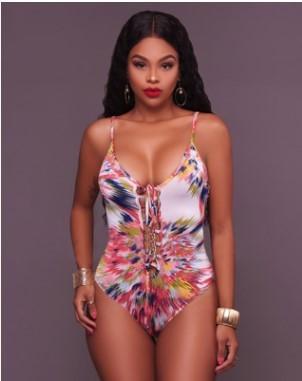 Μοντέρνο Ολόσωμο γυναικείο μαγιό με V-neck σε ιριδίζοντα χρώματα