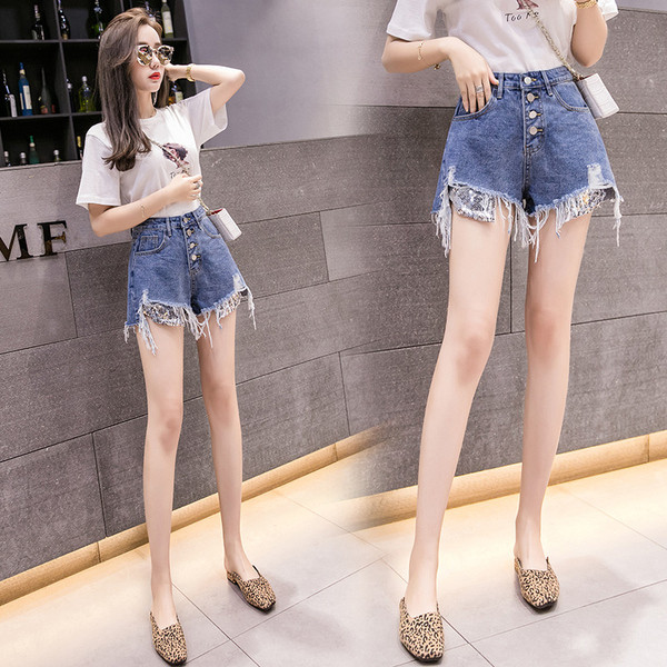 Blugi de dama moderni in doua culori cu paiete cu talie inalta