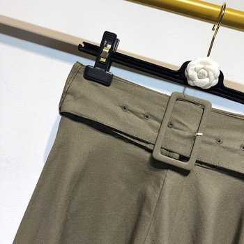 Fusta larga dama de culoare maro si curea